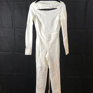 White slim fit jumpsuit